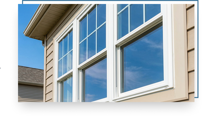 Replacement windows with multiple panes, showcasing energy-efficient design and modern aesthetics, enhancing home comfort and curb appeal.