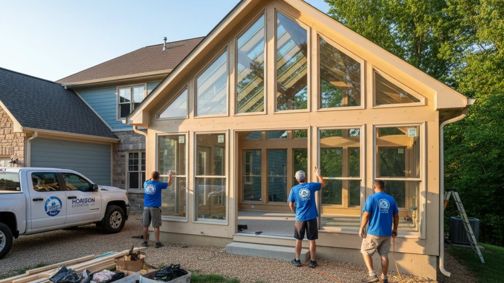 Cathedral Roof Sunroom Construction in Blue Springs, MO - hero image
