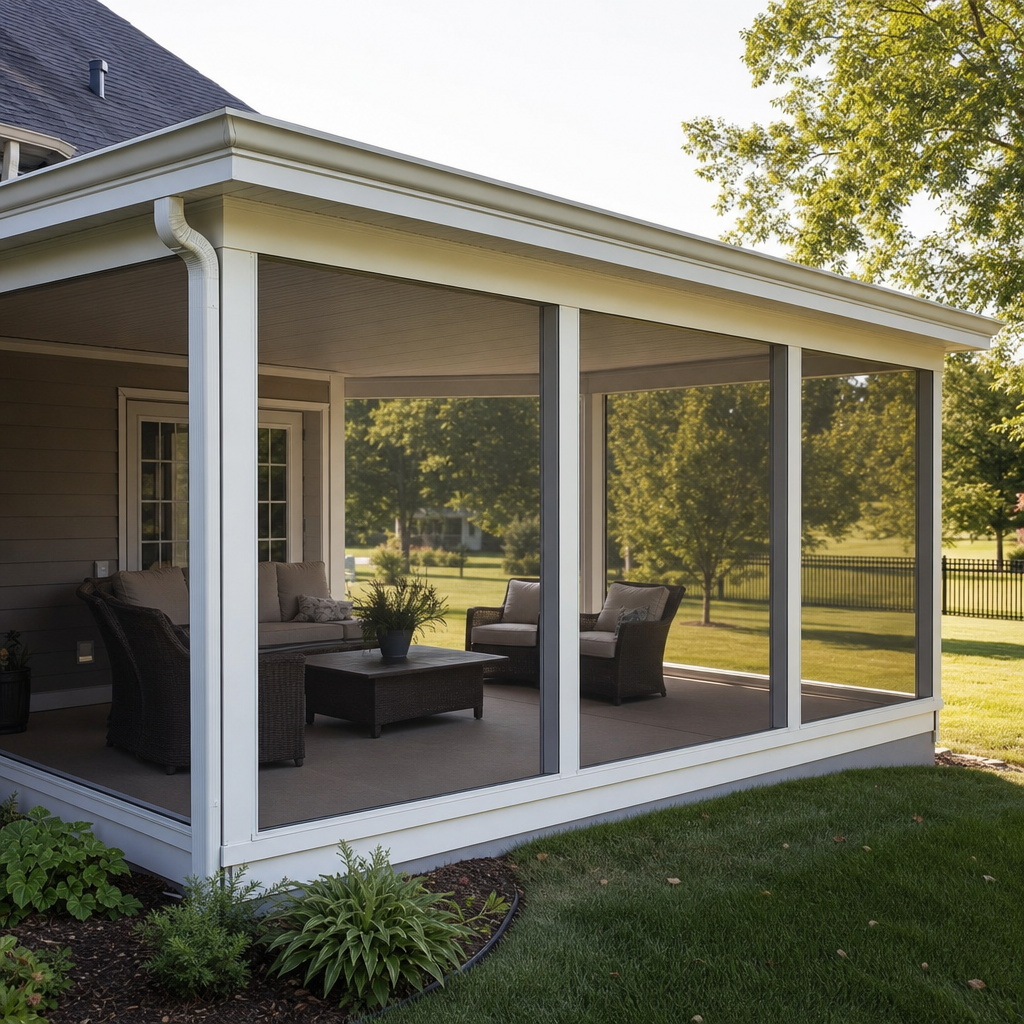 Screened patio enclosure on a Kansas City home
