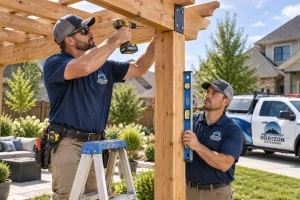What a pergola costs in Kansas City includes labor for this backyard build crew